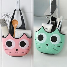 캐릭터 수세미거치대 싱크대 수세미 걸이 스텐 받침대 주방세제 보관, 1세트, 그린+핑크