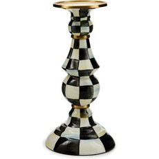 맥켄지 차일즈 코틀리 체크 에나멜 기둥 촛대 귀여운 흑백 대형 245726, Courtly Check, Large