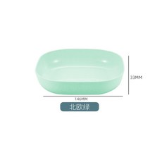 小麥秸稈碗盤組，可微波家用飯碗湯碗, 1個, 【方骨碟】綠色