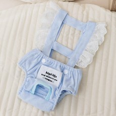 母狗狗生理褲衛生巾姨媽神器月經期防交配安全防孕褲公狗寵物用品, 藍色棉質-連體生理褲:L(腰圍32-44cm)