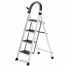 사다리 접이식사다리 탄소강 가정용사다리 화이트 4단/5단, 1개