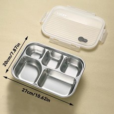 분할 도시락 대용량 밀폐 식품 용기 뚜껑 학생 직장인용, 1개, A. 1000ml, 3. Clear 5 Grids