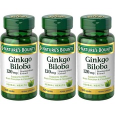 [정품보장]네이처스 바운티 징코빌로바 은행잎 추출물 Nature's Bounty 120mg 100정 X 3병, 3개