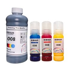 優墨 適用EPSON 008 商業用500ml 相容防水型 贈空瓶 L系列印表機 L15160 L6490 M2170, 黑500ml+三彩70ml 皆防水,001/003/005/008瓶