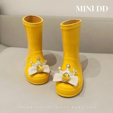 MINI DD2026新款兒童雨鞋女童公主水鞋小童寶寶雨靴防水防滑中筒, 黃色