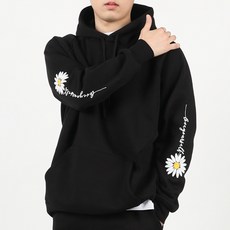 Auraq 中性款圖案印花刷絨連帽長袖衛衣 P07