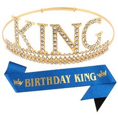 마켓리움 아빠 남친 홈 생일파티 왕관 어깨띠, 1개, 블루