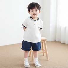 몽실이 넥포인트 투버튼 반팔 상하복