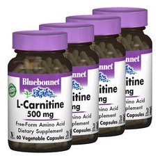 Bluebonnet 左旋肉鹼 500mg植物膠囊 無麩質, 60顆, 4罐