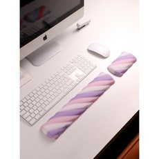 왓플로어 아이스크림 메모리폼 팜레스트 말랑말랑 키보드 마우스 손목받침대, 블루베리 토네이도-bar, 1세트, 퍼플