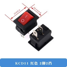 100개 Kcd11 로커 스위치 1015mm 미니 푸시 버튼 온 오프 / 2핀 250vac, 08 빨간색