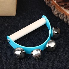 나무 반원형 핸드 링 벨 탬버린 악기 오르프 클래퍼 핸들 교육용, 1개, 1. Blue