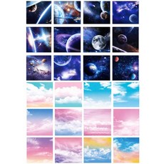 트윈은 우주색종이 행성 무늬 24가지 100장 별자리 태양계 양면 종이접기 교육, 1팩