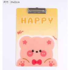 MO寶 台灣 A4版夾 壓克力版夾 文件夾 直式寫字夾, HAPPY熊, 1個