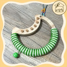 月亮小樹編織軟木塞鞦韆鸚鵡小木屋，柔軟舒適，安全無毒，精美編織工藝，提升鳥籠質感, 1個, 綠色月亮款