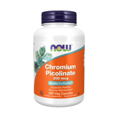 NOW Foods 吡啶甲酸鉻200mcg素食膠囊, 250顆, 1罐