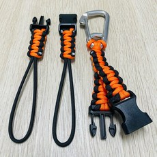 萬用蛙鞋扣 純手工編織潛水配件, 一分二：黑+螢光橘, 1個