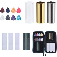 기타 슬라이드 세트 중간 크기 유리 및 금속 8개 피크 3개 접착 랩 베이스 등 모두를 위한 케이스