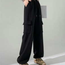 몬티레오 여성 면 카고 조거 투웨이 트레이닝 와이드 팬츠