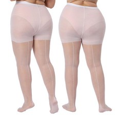 MERYLURE 여성용 플러스 사이즈 백심 20D 시어 타이츠 2쌍 발가락 강화 컨트롤 탑 팬티 스타킹 블랙*2. 152994, 화이트*2