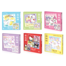 DIY 캔버스형 보석십자수 (산리오캐릭터즈-레인보우 디저트 플라워 시나모롤 블루밍 어텐션) 25x25cm, 산리오_플라워, 1개