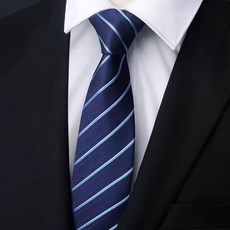 男士領帶 結婚新郎 商務正裝 手打結 條紋設計 斜紋細款 藍黑色系 時尚配飾+白青細紋手打+均碼
