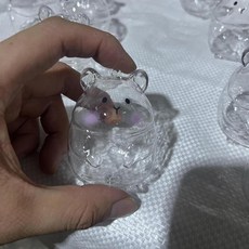 寵物毛髮收納吊飾 腮紅鼠鼠造型 透明毛髮收集掛件, 1個, 腮紅鼠鼠【1個】