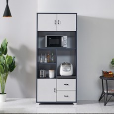 로즈퍼니처 미쉘 800 렌지대 주방수납장 전자렌지대 밥솥다이, 미쉘_네이비화이트, 5단