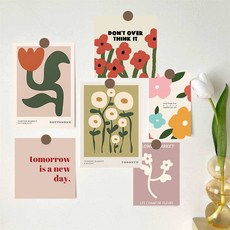 로띠상점 꽃 심플 카드 그림 감성 엽서 벽포스터, 15매