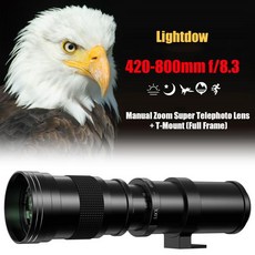 Lightdow 수동 줌 초망원 렌즈 + T-어댑터 (풀 프레임) 캐논 호환 니콘 소니 후지 M43 펜탁스 L 마운트용, 02 black, 10 for canon 호환 EF-M
