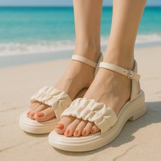 [당일발송] 나우든 발편한 통굽 키높이 여성 데일리 여름 샌들 5cm