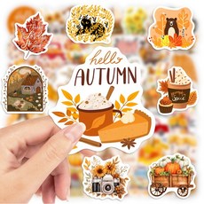 미적 가을 스티커 호박 아이 DIY 선물 장난감 데칼 스크랩북 저널 노트북 전화, 01 CHINA, 02 60pcs
