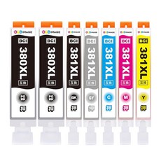 GPC Image BCI-381XL BCI-380XL 호환 카트리지 6색 세트 +380PGBK 블랙 1개 총 7개 세트 대용량 타입 캐논 Canon 카트리지 호환 TS8130, 상세페이지 참조
