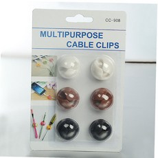 충전 케이블 정리클립/벽면 부착 데스크 케이블 고정홀더 침대 옆 선정리, 단일 구멍 6개 세트