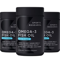 스포츠리서치 오메가-3 피쉬 오일 트리플 스트렝스 1040mg 소프트젤, 30정, 3개