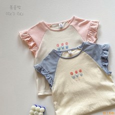 Hi！Kids 2024夏女童短袖甜美小飛袖女寶T恤洋氣上衣兒童薄款可愛女寶短袖