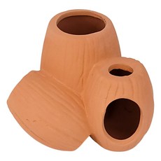 구멍뚫린 아몬드 3구 항아리 산란상 수족관 황토 토분 구피 새우 치어 놀이터 은신처, 1개