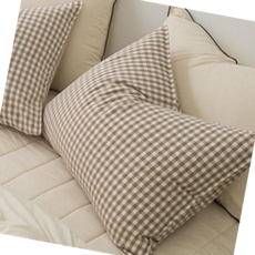 베게커버 어반체크 순면 선염 워싱 베개커버 브라운 50x70cm