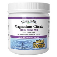 natural Factors 檸檬酸鎂飲品混合粉 莓果口味, 1個, 250g