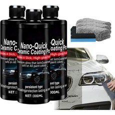 나노퀵 세라믹 코팅 프로 10.58 플로우온 혁신적인 나노 스프레이 차량 디테일링용 퀵 코트 복원용 방진 유리 효과 및 지속적인 광택 (3개 세트), 3개 세트