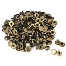 100x 더블 캡 리벳 관형 금속 가죽 공예 수리 스터드 펑크 스파이크 장식, 1. for Antique Brass, 1개
