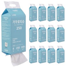 루넬 거꾸로티슈 4겹 도톰한 먼지없는 대나무 프리미엄 벽걸이 화장지, 12개, 250매입
