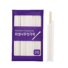 찐스토어 모두 종이 개별 포장 일회용 위생 나무 젓가락, 1개, 20개입