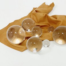 하우스팡 크리스탈 고순도 투명 볼 유리구슬, 60,80mm 받침대