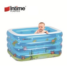 intime嬰兒游泳池 盈泰充氣浴盆 洗澡桶 充氣浴缸 充氣水池 寶寶浴缸 折疊浴盆 加厚材質, 大號海底世界雙人池
