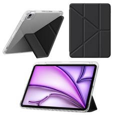 DANYCASE 스마트 펜 슬롯 스타일 태블릿 커버 Y형 투명 아이패드 케이스, 블랙, 1개