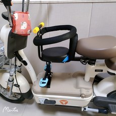 전기자전거 보조안장 보조의자 앞 쿠션 좌석 유아 울타리 뒷자석 앞좌석 등받이 두꺼운 후면, 1개, 블루 등받이 충격 매트+스트랩