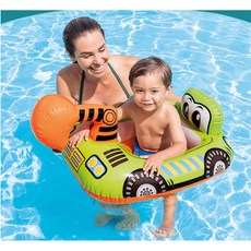 intex 兒童泳圈坐圈，充氣造型泳圈，寶寶游泳坐艇，多款可選，安全舒適, 綠色, 1個