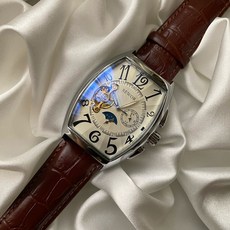 SEWOR 古董酒桶型月相機械錶 - 白面盤, 1個