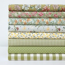 Shushu Room 花朵格紋組合包布料 8件組 SH-316, 混色, 1個